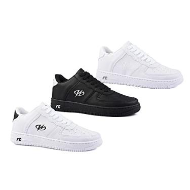 Imagem de Kit 3 Pares Tênis Estilo Retrô Sneaker Runway Masculino Tamanho:39;Cor:Branco e Preto e Branco