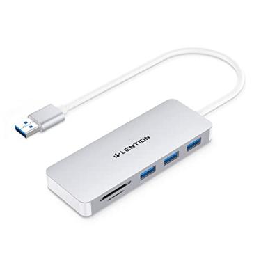 Imagem de LENTION Hub USB 3.0 com 3 USB 3.0, Leitor de Cartão SD/Micro SD; Adaptador para Cartão Micro/SDXC/SDHC/SD/UHS-1 para MacBook Air/Pro (geração anterior), Surface, Chromebook (CB-H15, Prata)