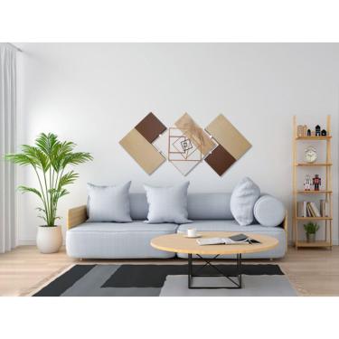 Imagem de Quadros Decorativos Para Sala Grande Marrom e Bege 60x120 Pintura Artesanal