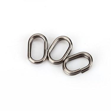 Imagem de Anéis ovais de aço inoxidável, 100 peças/pacote, conector giratório para pesca de carpas, iscas para pesca, anel de pesca de aço inoxidável, Prata, 6*10mm