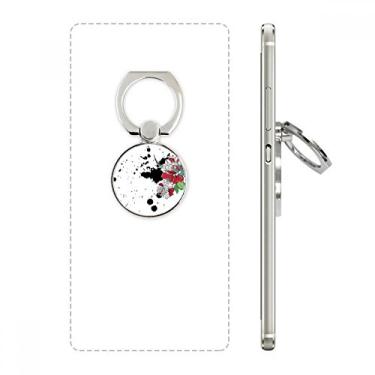 Imagem de Suporte para anel de telefone com peônia de plantas de aquarela com flor e laço ajustável