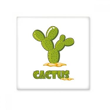 Imagem de Decalque brilhante de azulejo de cerâmica verde com suculentas de planta de cacto