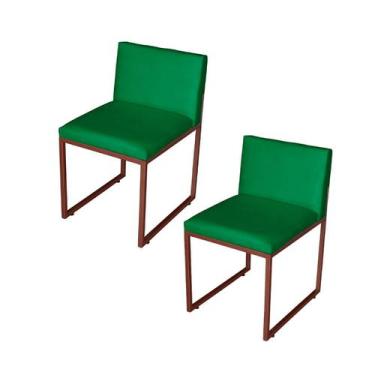 Imagem de Kit 2 Cadeiras Jantar Metálica Bronze Suede Vittar - Mafer - Móveis Ma