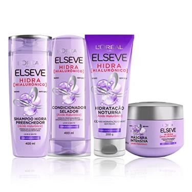 Imagem de Elseve Haircare Kit L'Oréal Paris Elseve Hidra Hialurônico - Shampoo + Condicionador + Tratamento + Creme Noturno Color Transparente