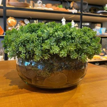 Imagem de Arranjo Centro de Mesa Vaso Incolor com Verdinho Completo