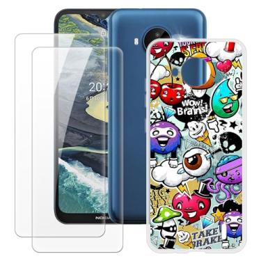Imagem de MILEGOO Capa para Nokia C20 Plus + 2 peças protetoras de tela de vidro temperado, capa de TPU de silicone macio à prova de choque para Nokia C20 Plus (6,5 polegadas)