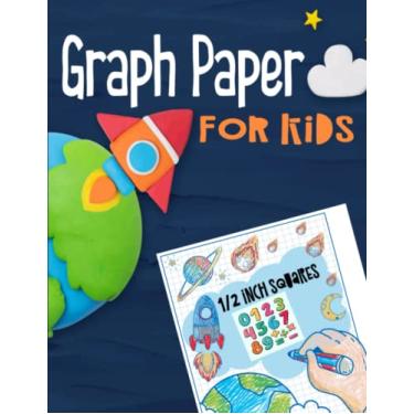Imagem de Papel milimetrado para crianças quadrados de 1/2 polegada: caderno de papel quadriculado para estudantes de matemática e ciências, papel milimetrado para crianças do ensino fundamental (2 quadrados