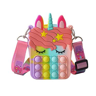 Imagem de Bolsa Pop Push It para presente de Páscoa, bolsa transversal de silicone para mulheres, mochila de material escolar (unicórnio multicolor)