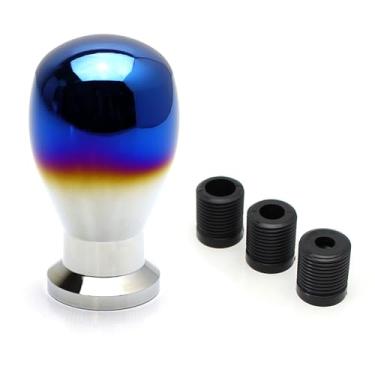 Imagem de iJDMTOY Botão de mudança em forma de gota JDM com acabamento de titânio queimado ajuste universal compatível com a maioria dos carros 4 5 6 velocidades manual ou automático etc.