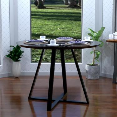 Imagem de Mesa Modelo Industrial Jantar Laís 110 Cm Com Pés De Ferro Preto