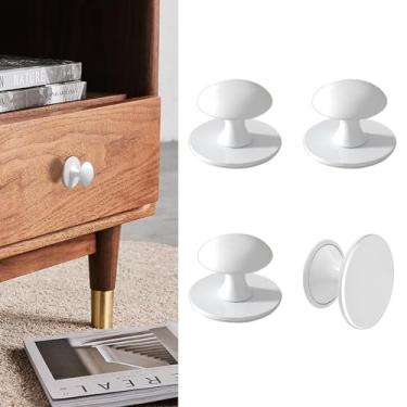 Imagem de CcHhyyt Puxadores adesivos de armário, 4 peças, maçanetas autoadesivas brancas, sem perfuração, puxadores de gaveta de aço inoxidável, para armários de medicamentos, gavetas, armários, porta