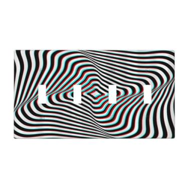 Imagem de Spshian Capa para interruptor de luz, ilusão ótica visual 3D, capas de placa de interruptor de 4 grupos, placas de parede com interruptor quádruplo placa decorativa para decoração de banheiro e quarto