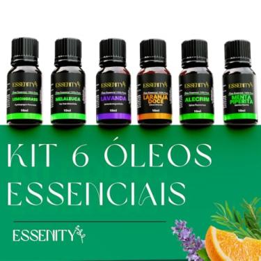 Imagem de Kit Aromaterapia Completo 6 Óleos Essenciais 100% Puros - Alecrim, Lavanda, Laranja Doce, Melaleuca, Menta Piperita, Lemongrass - Relaxamento, Energia, Cuidados com a Pele e Alívio Respiratório - Vegano, Cruelty-Free, Ideal para Aromaterapia e Massagem - ESSENITY