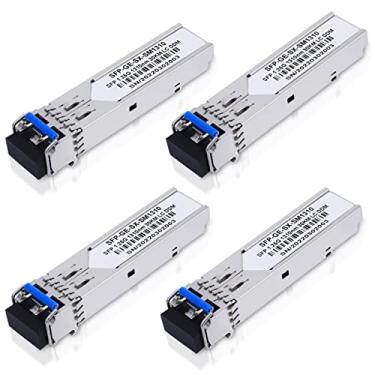Imagem de Pacote com 4 transceptores 1.25G SFP LC módulo 1000Base-LX(SMF, 1310nm, 20km, DDM) para Cisco GLC-LH-SMD, Ubiquiti UniFi, Meraki MA-SFP-1GB-LX10, Fortinet, Mikrotik, TP-Link, Netgear, TL-SM311LS,