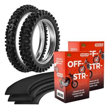 Imagem de Par Pneu Yz 250F Cross Trilha 100/90-19 + 80/100-21 Rw33 Rinaldi + Câm