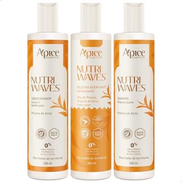 Imagem de Kit Apse Cosmetetics Nutri Waves Shampoo Condicionador e Gelatina Acidificante Capilar Vegano Óleo de Pracaxi Proteina do Arroz Low Poo Anti Frizz Apice Cosmeticos