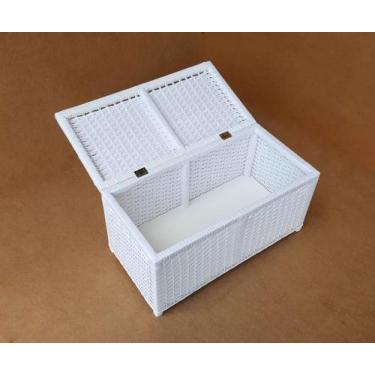 Imagem de Cesto Baú Fibra Sintética Brinquedos Roupas 60x30x30 Branco - Artesana
