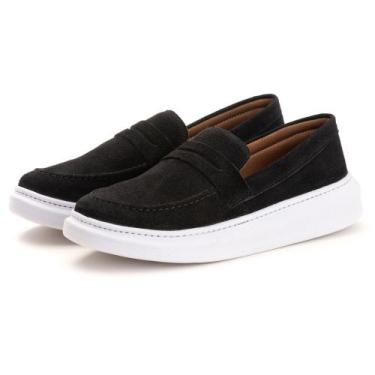 Imagem de Sapato Masculino Mocassim Loafer Camurça Luxo Café Sola Alta - Atria S