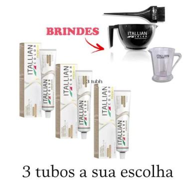 Imagem de Kit 3 Tintas de Cabelo ( DE SUA ESCOLHA ) Itallian Color + cumbuca + p