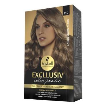 Imagem de Kit Excllusiv Color Pratic Haskell - 9.0 Louro Muito Claro