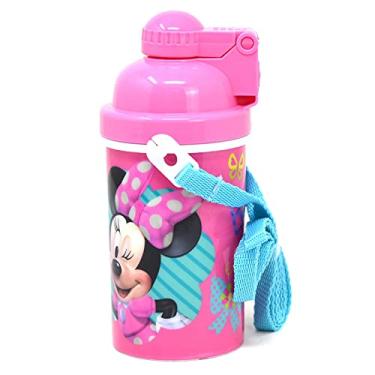 Imagem de Garrafas de água GranSHOP Disney Classic Minnie com alça de transporte de um toque com canudo embutido reutilizável – Aprovado com segurança, livre de BPA, fácil de limpar (Minnie Canteen 500 ml)