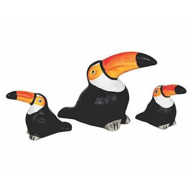 Imagem de Família De Tucano Em Miniatura De Ceramica - Decore Casa