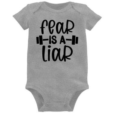 Imagem de Body Bebê Fear Is A Liar - Foca na Moda, Cinza, P