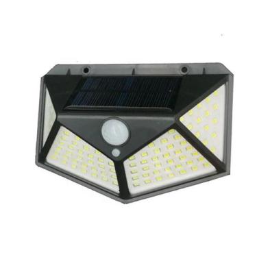 Imagem de Luminária Solar Parede 100 Led Preta Sensor Presença Com bateria 18650