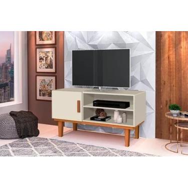 Imagem de Rack aparador - sala p/tv ate 42 com pés - carmolar, OFF-WHITE/NATURAL