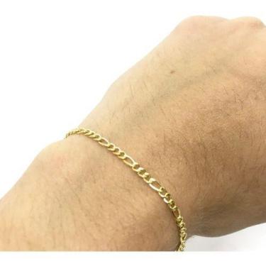Imagem de Pulseira Masculina  3x1  20cm Fina 2mm Banhada A Ouro 18k - Linda - MI