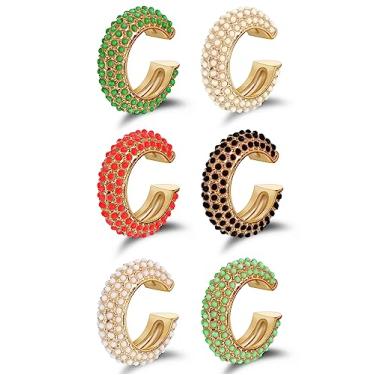 Imagem de Tornito 6 peças de brincos de pressão de zircônia cúbica não perfurada para orelha sem piercing clipe cartilagem brincos para mulheres prateado dourado, não conhecido, Sem pedra preciosa