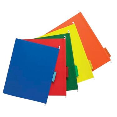 Imagem de School Smart Pasta de arquivo para pendurar tamanho carta com aba de corte 1/5 – Pacote com 25 – Cores sortidas