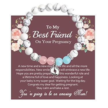 Imagem de MYOSPARK Colar de presente New Mom To My Best Friend On Your Pregnancy Message Card Jewelry Pregnancy Announcement Gift for Best Friend, Aço inoxidável, Cobre