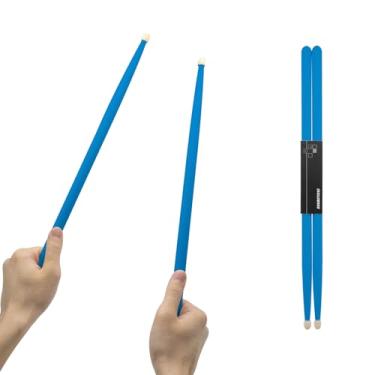 Imagem de CashBeat Baquetas de madeira de bordo 5A, aderência antiderrapante, bengala azul clássica para crianças, adultos, iniciantes, acessórios de bateria para percussionistas, instrumento musical