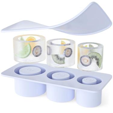 Imagem de Molde de gelo Stanley azul | Molde de gelo Tumblr de silicone | Molde de gelo oco com tampa | Bandeja de cubo de gelo para copo de 590 a 1,18 ml | Livre de BPA (azul)