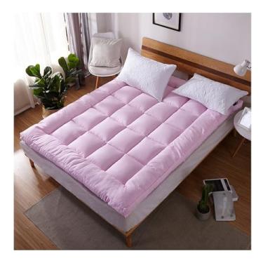 Imagem de Quilted Fitted Mattress Pad,Thickened Futon Mattress,Cotton Extra Thick Mattress Topper,Soft and Breathable Top,Fold able Suitable,for Home Student Dormitories Mattress Pads(Pink,120*200cm/47.2*78.7in