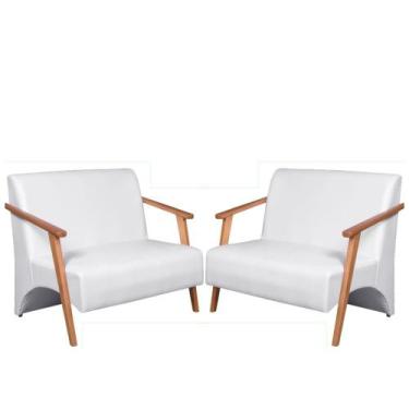 Imagem de Kit 2 Poltronas Namoradeira Venus Braço Madeira Maciça Tecido Sintétic