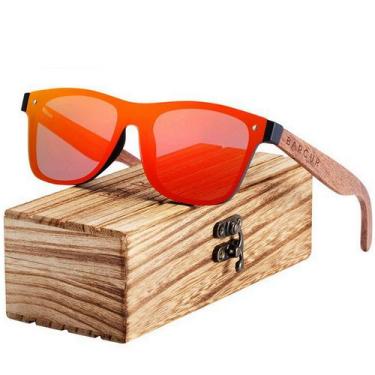 Imagem de Óculos de Sol Polarizado Quadrado De Madeira da Noz Preta Proteção UV4