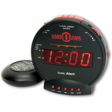 Imagem de Despertador Sonic Bomb Dual Extra Alto com Vibrador de Cama - Preto