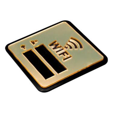 Imagem de Placa Espelhada Senha Wifi Display Acrílico Parede Balcão Plaquinha In