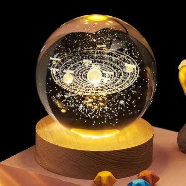 Imagem de Bola de cristal do sistema solar 3D 80 mm universo presentes com modelo gravado a laser decoração de astronomia e presente para crianças, entusiastas da física e colecionadores de modelos espaciais