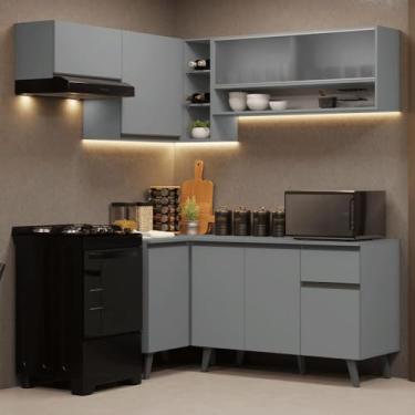 Imagem de Armário de Cozinha Completa de Canto 325cm Cinza Nice Madesa 03