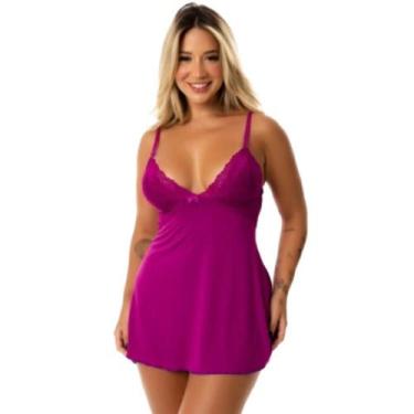 Imagem de Camisola Sensual Com Renda E Alças Ajustáveis Decote Nas Costas Pijama