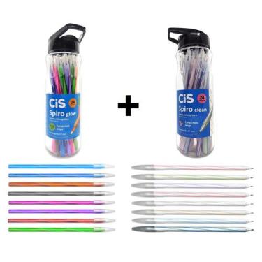 Imagem de Caneta Esferográfica 0.7mm Cis Spiro 2 Potes Glow e Clean