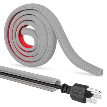 Imagem de Escondedor de cabo autoadesivo, cobertura de fio flexível para fios, suporte de parede para TV, áudio doméstico, rede, gerenciamento de linha de energia e telefone (cinza, 599 cm)