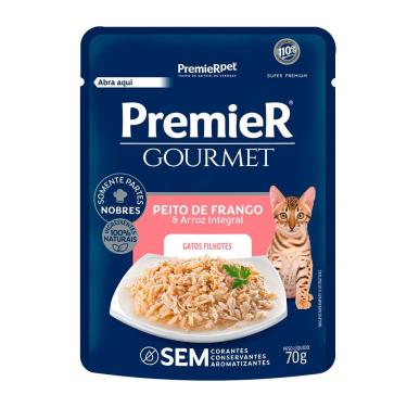 Imagem de Ração Úmida Premier Gourmet Gatos Filhotes Frango E Arroz Integral - 70g
