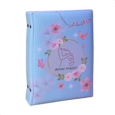 Imagem de Álbum Fotográfico 15x21 para 100 Fotos gestante amor maior azul Bebê Infantil Menina
