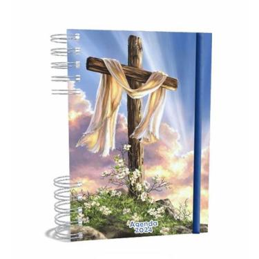 Imagem de Agenda Gospel Cristã 2024  - Cruz Manto Branco - A5 2024 - Um Versícul