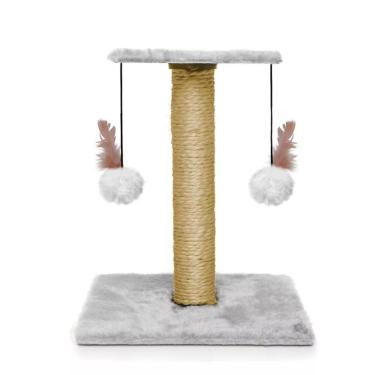 Imagem de Arranhador Cinza De Gatos Com Brinquedos Guizo Poste Sisal