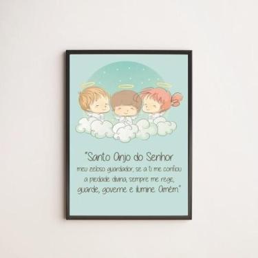 Imagem de Quadro Infantil Santo Anjo Do Senhor 45X34Cm Moldura Preta - Quadros O